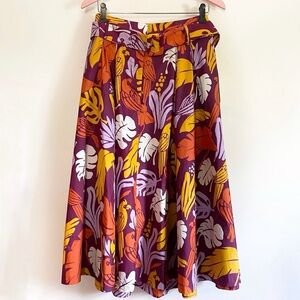 NWT Worthington Mulitcolor Palm Leaf Parrot A-Line Skirt Size 12